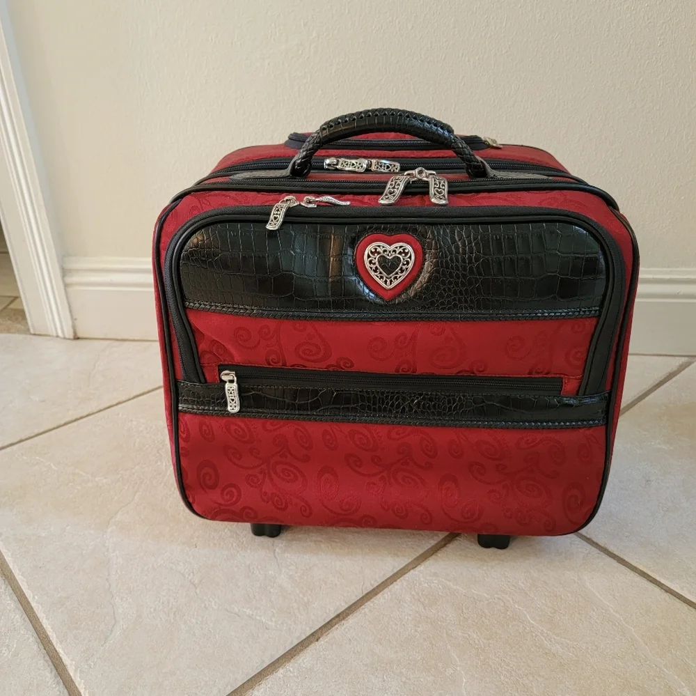 Brighton Red and Black Laptop Bag with Heart Accent
